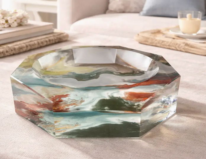 Octagon Waves Acrylic Bowl