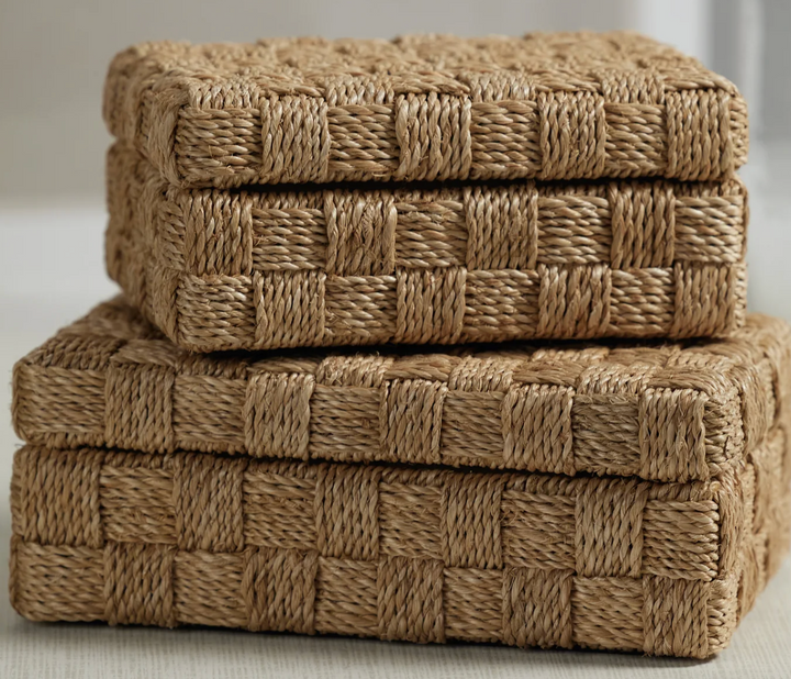Natural Abaca Hinged Boxes