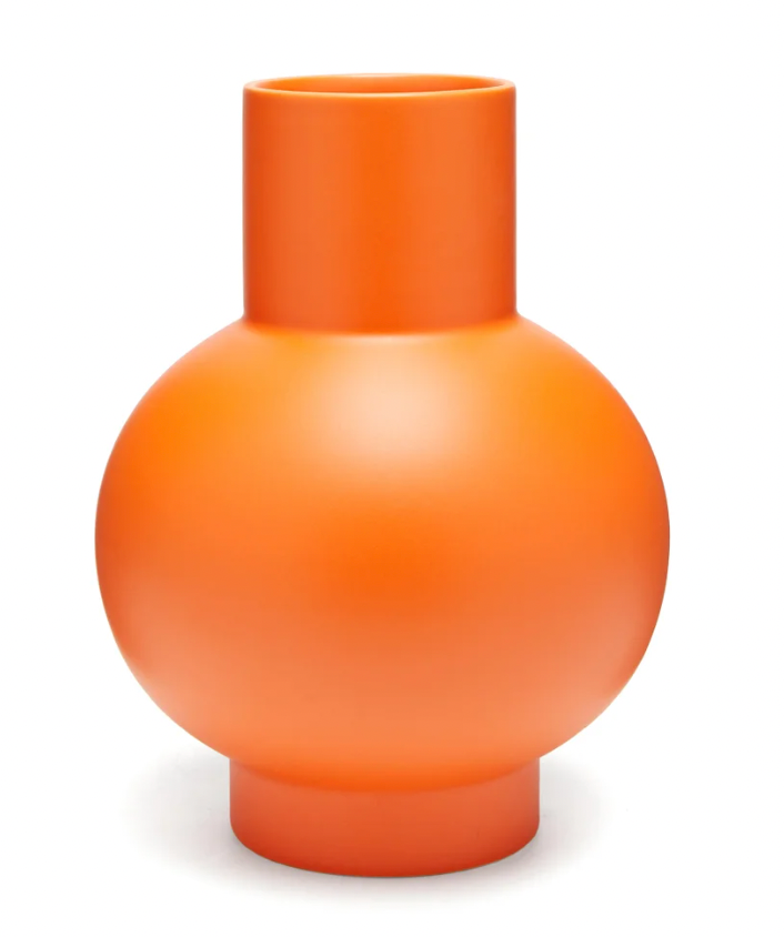 Small Vibrant Orange Earthenware Vase