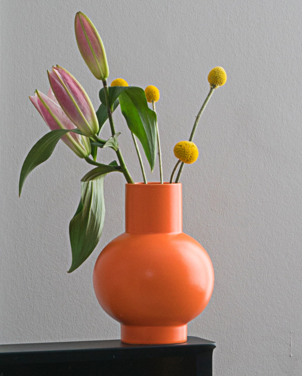 Small Vibrant Orange Earthenware Vase