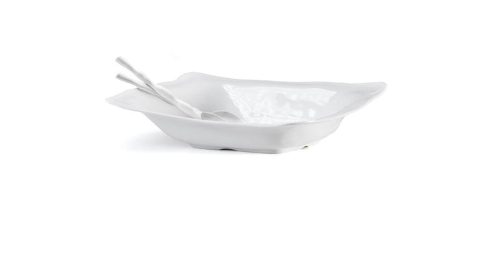 Ruffle White Melamine Rectangle Serving Bowl