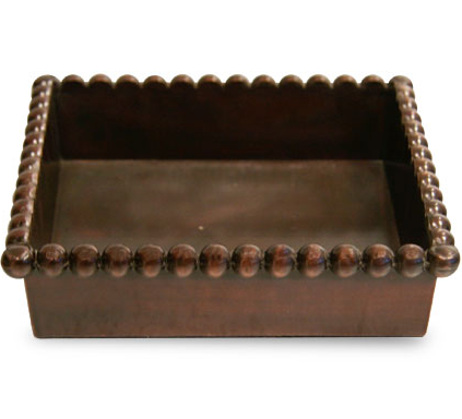 Beaded copper lunch napkin holder