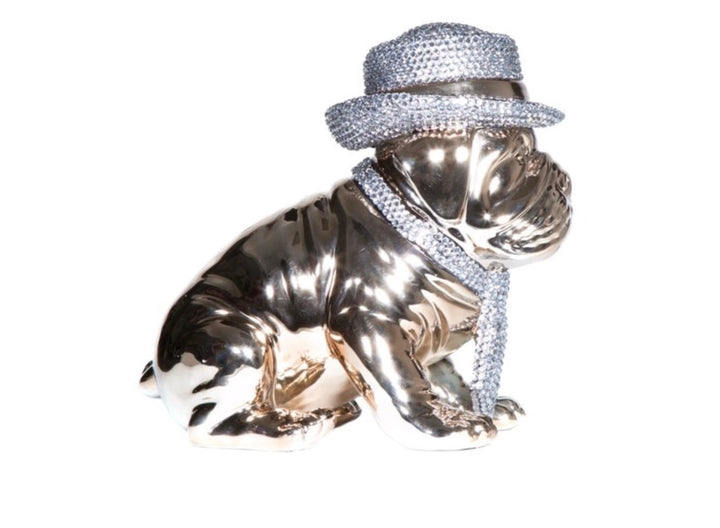 Bronze and Rhinestone Bull Dog