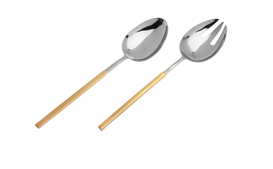 Gold Square Salad Servers