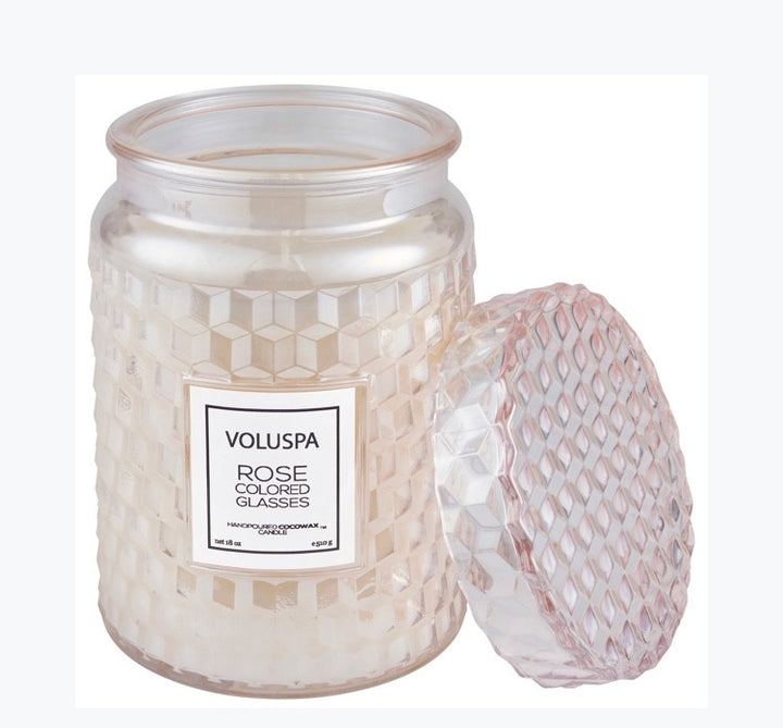 Voluspa Glass Jar with Glass Lid- fragrance Milk Rose