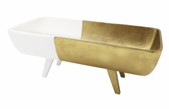 Gold and White Footed Salad Bowl