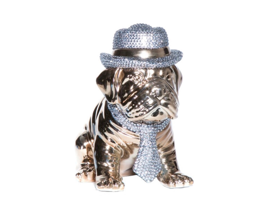 Bronze and Rhinestone Bull Dog