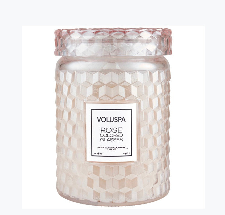 Voluspa Glass Jar with Glass Lid- fragrance Milk Rose