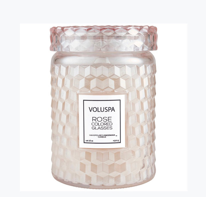 Voluspa Glass Jar with Glass Lid- fragrance Milk Rose