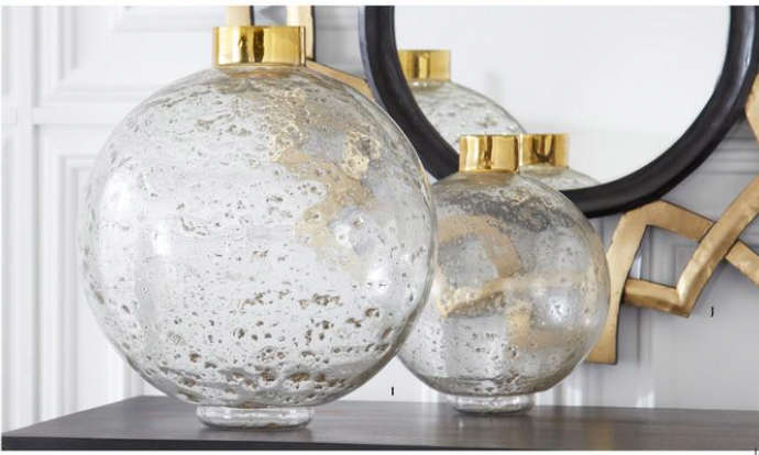 Clear/ Gold Round Bubble Vases-19"