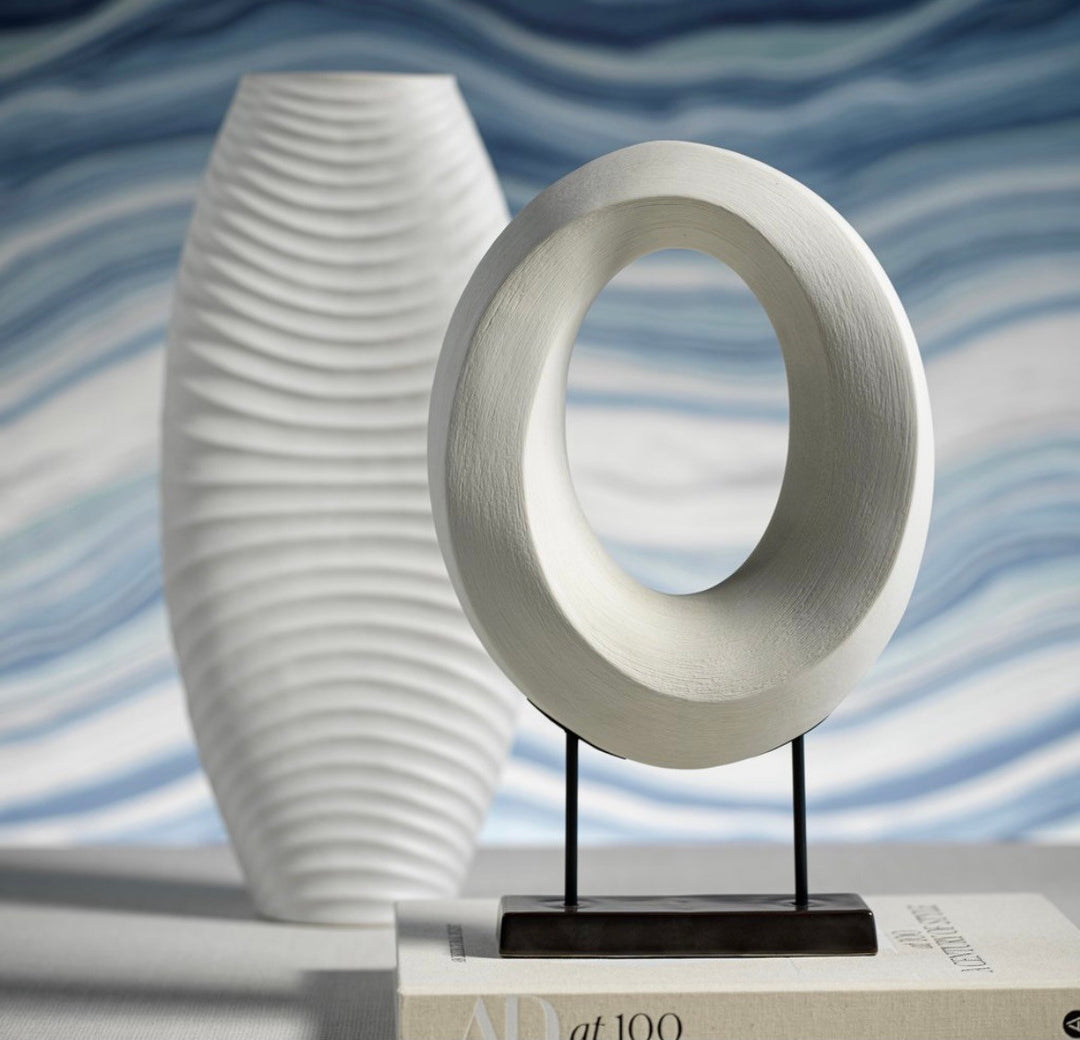 White Porcelain Oval Twist on Stand