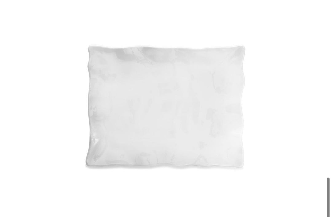 White Ruffle Rectangle Ruffle White Melamine Rectangle Platter- 2 sizes – The Tempting Table