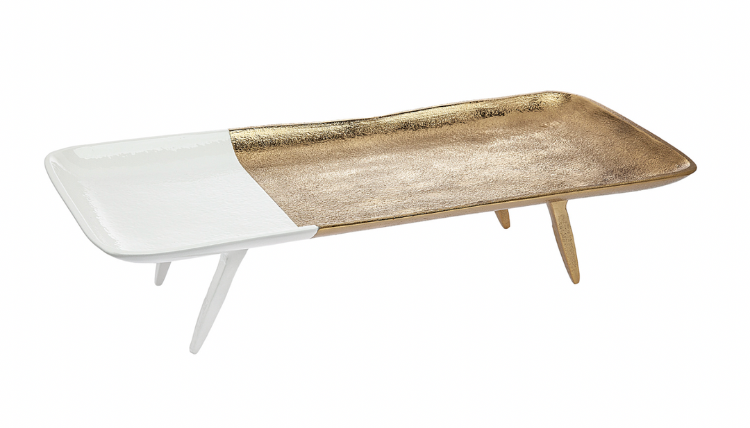 Gold and White Footed Salad Bowl
