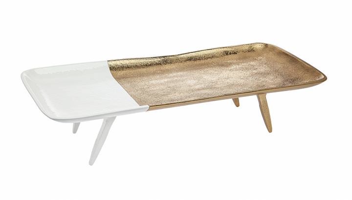 Gold and White Footed Salad Bowl