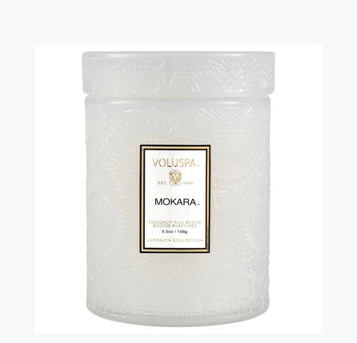 Voluspa Mini Tall Embossed Glass Jar-Mokara