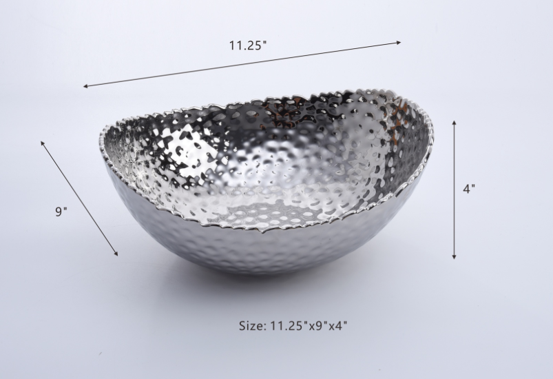 Hammered Porcelain Oval Bowls- 3 Sizes