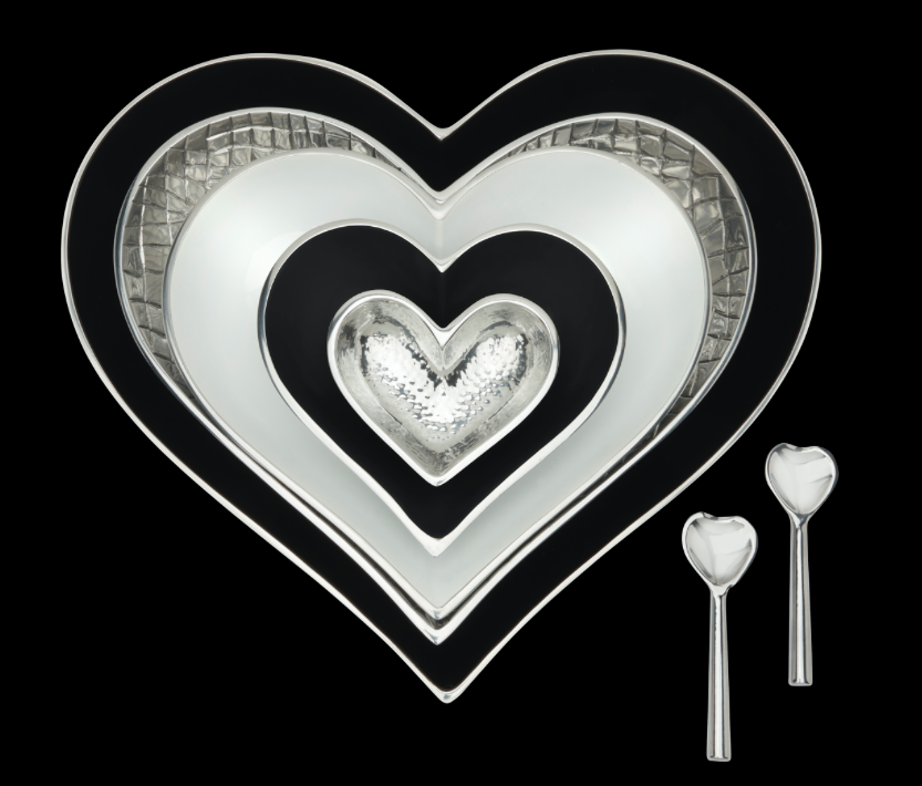 Black and White 5 Heart Set