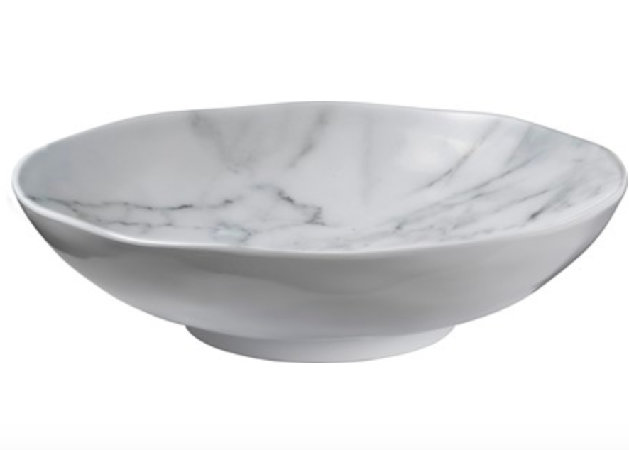 White Marble Melamine 12" round bowl