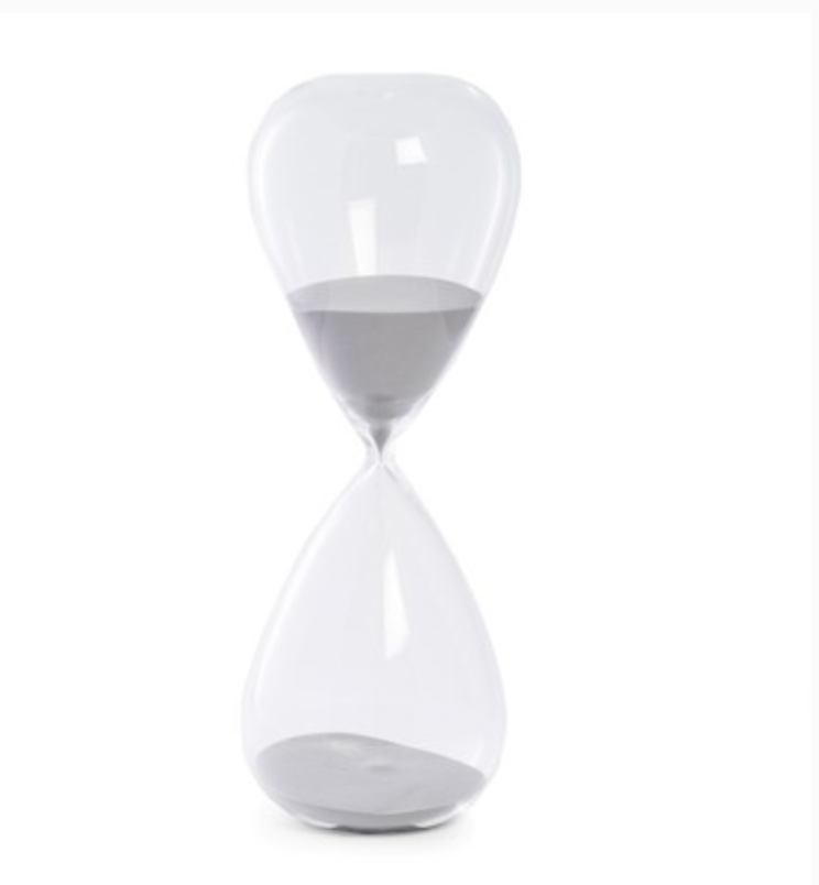90 Minute Crystal Sand Timer with Grey Sand